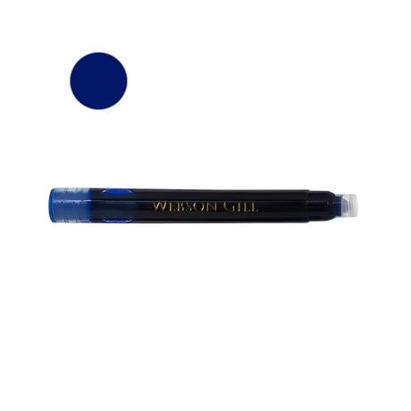 A pack of 2 Blue Ink Refills for Webson Gill Fountain Pens, shown with "Webson Gill" in gold lettering and a blue color swatch.
