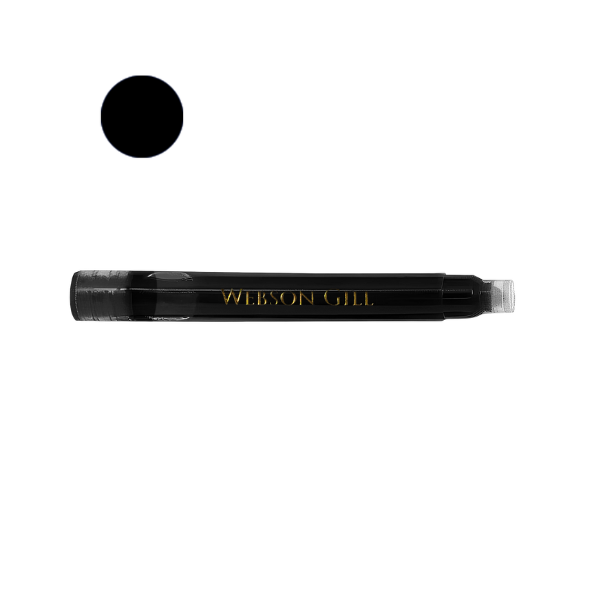 A black Ink Refill Cartridge for Webson Gill Fountain Pens, featuring smudge-free ink for crisp, clean lines. The cartridge displays "Webson Gill" branding and includes a black color swatch above.