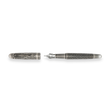 The Webson Gill Admiral Fountain Pen is a luxury writing instrument in antique silver, featuring ornate engravings and displayed with its cap removed.