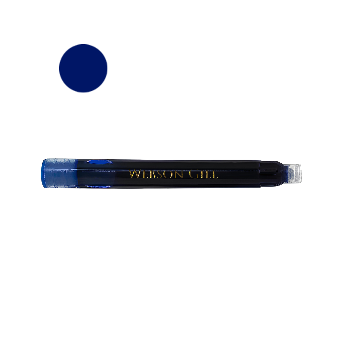 A pack of 2 Blue Ink Refills for Webson Gill Fountain Pens, shown with "Webson Gill" in gold lettering and a blue color swatch.