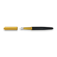 The Webson Gill Captain Edition Fountain Pen - Black, featuring a solid brass cap and stainless steel nib, is shown uncapped on a white background.