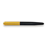 The Webson Gill Captain Edition Fountain Pen - Black, featuring a solid brass cap, black body, and stainless steel nib, is shown on a white background.