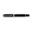 The Mogul Fountain Pen by Webson Gill, featuring a sleek black body, comfortable grip, silver accents, and a stainless steel nib, is displayed horizontally on a white background.