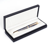 The Regal Fountain Pen by Webson Gill features gold brass filigree and comes elegantly boxed in black and white—an exquisite choice for fountain pen collectors.