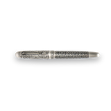 The Webson Gill Admiral Fountain Pen features an elegant design with intricate floral engravings on the barrel and cap, finished in antique silver and displayed on a white background.