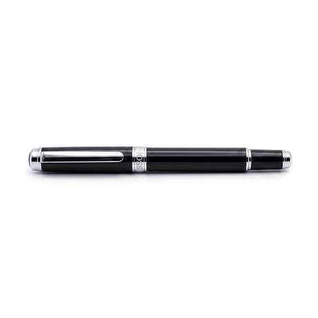 Displayed on a white background, the Webson Gill 'The Mogul' Premium Ballpoint Pen features a black luxury finish with silver accents and a closed cap, offering an executive design alongside exceptionally smooth ink flow.