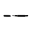 The Webson Gill 'The Mogul' Premium Ballpoint Pen, shown in black and silver with its cap removed, both components lying horizontally on a white background, is designed for smooth ink flow.
