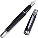 The WG 'Show Up' Everyday Fountain Pen features a black and silver design with a diamond guilloché textured barrel and a detached cap, displayed on a white background.